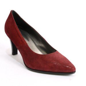 ITALIAN Burgundy Shiny Suede Pointy Toe Pumps